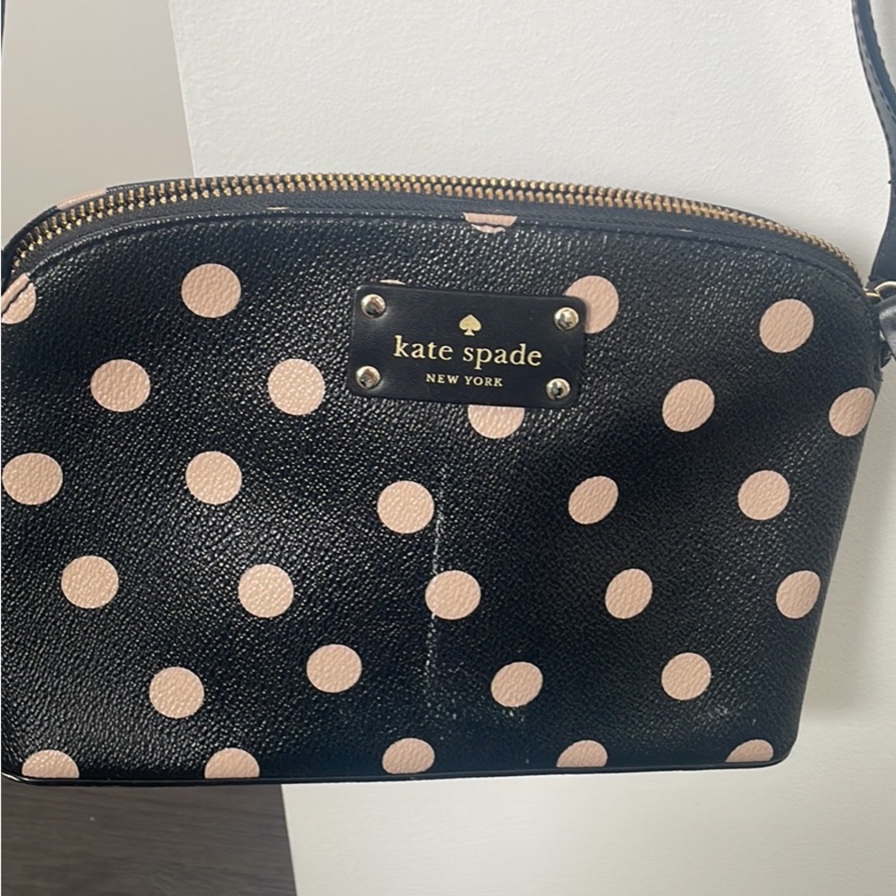 Black and tan polka dot Kate Spade Cross-body purse
